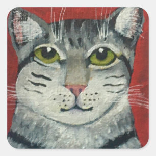 Tabby Cat Square Sticker