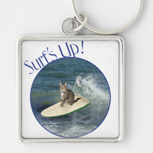 Tabby Cat Surf's Up! Keychain
