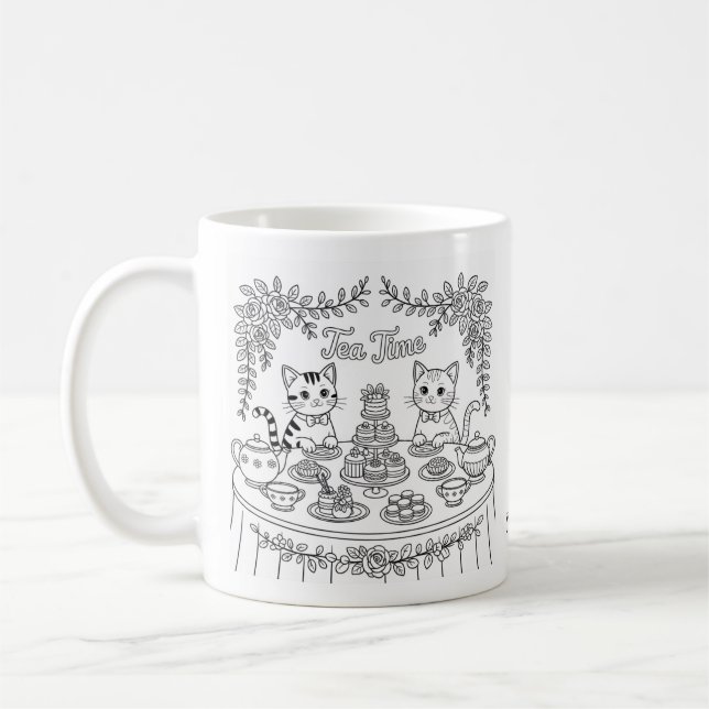 Tabby Cat Tea Time Party Mug (Gauche)