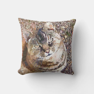 TABBY CAT THROW PILLOW