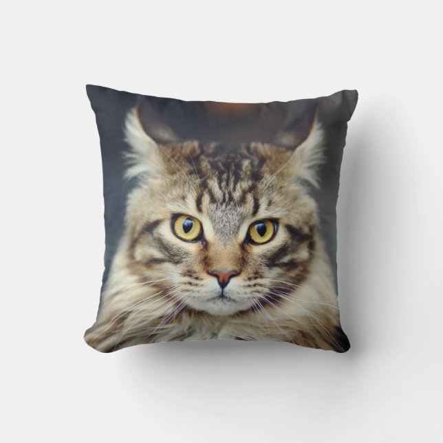 Tabby Cat Throw Pillow (Front)