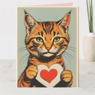 TABBY CAT VALENTINE'S DAY Greeting Card