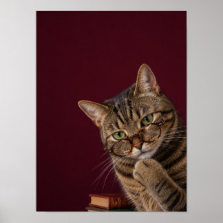 Tabby Cat Wall Art — Bookish Scholar Pet Portrait