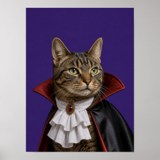 Tabby Cat Wall Art — Halloween Vampire Pet Portrai