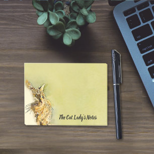 Tabby Cat with Pink Heart Nose Brushstrokes Post-it Notes