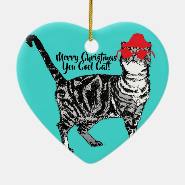 Tabby Cats Merry Christmas You Cool Cat Decoration (Back)