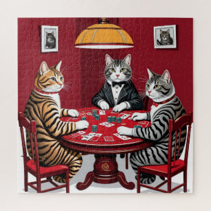 Tabby Cats Playing Poker Jigsaw Puzzle