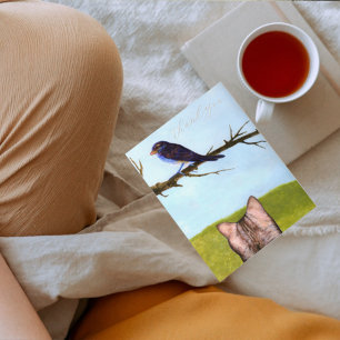 Tabby Cats Talk to Birds Thank You Card
