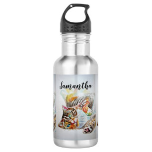 Tabby Chat Aquarelle Art Chat Chats Bouteille d'ea
