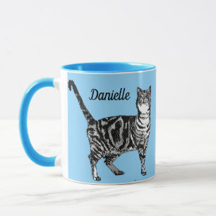 Tabby Chat Chats légères Bleues Filles Nom Mug