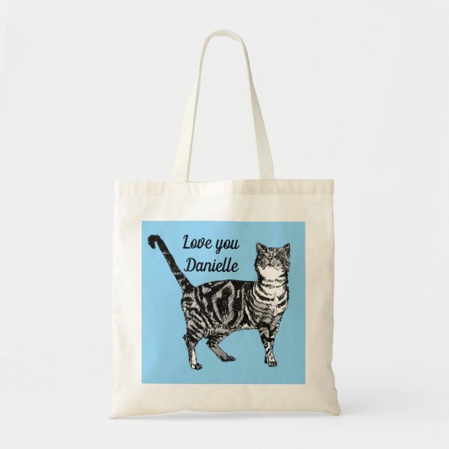Tabby Chat Chats légères Blue Girls Nom Sac fourre (Devant)