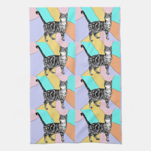 Tabby Chat Pastel Couleurs Tea Serviette