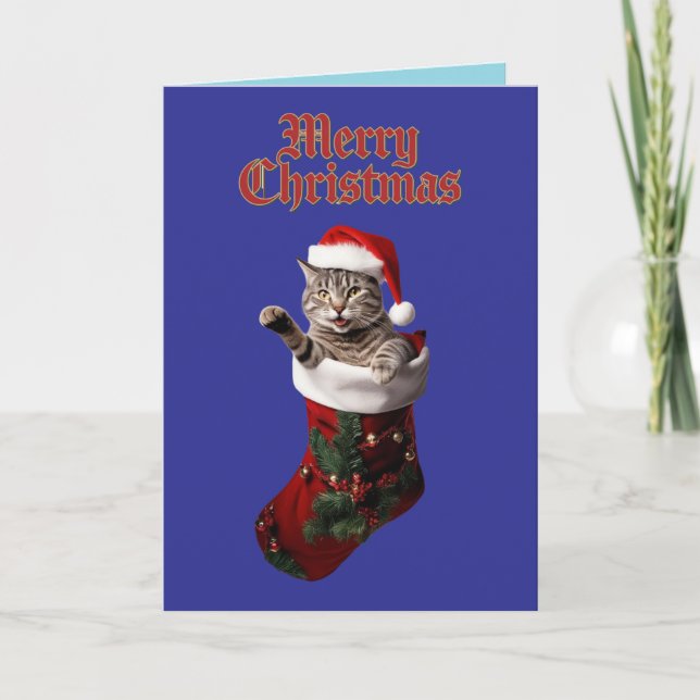 Tabby Christmas Stocking Holiday Card (Front)