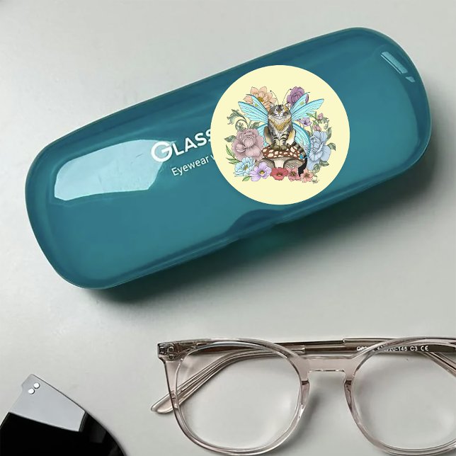 Tabby Fairy Cat Mushroom Floral Classic Round Sticker (Creator Uploaded)