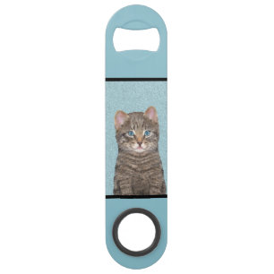 Tabby Gris Peinture Chat - Cute Original Art Chat