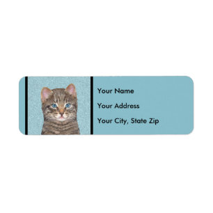 Tabby Gris Peinture Chat - Cute Original Art Chat