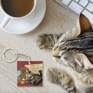 Tabby Home Burgundy Cat Keychain