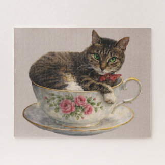 Tabby in a Teacup Jigsaw Puzzle