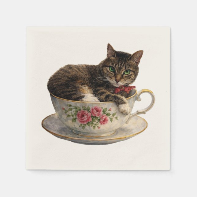 Tabby in a Teacup Napkin (Front)