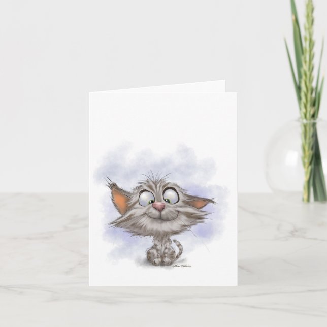 Tabby Kitten Cartoon Card (Front)