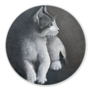 Tabby Kitten Ceramic Knob