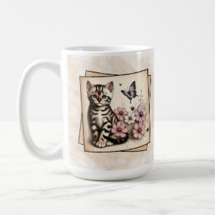 Tabby Kitten Floral Coffee Mug