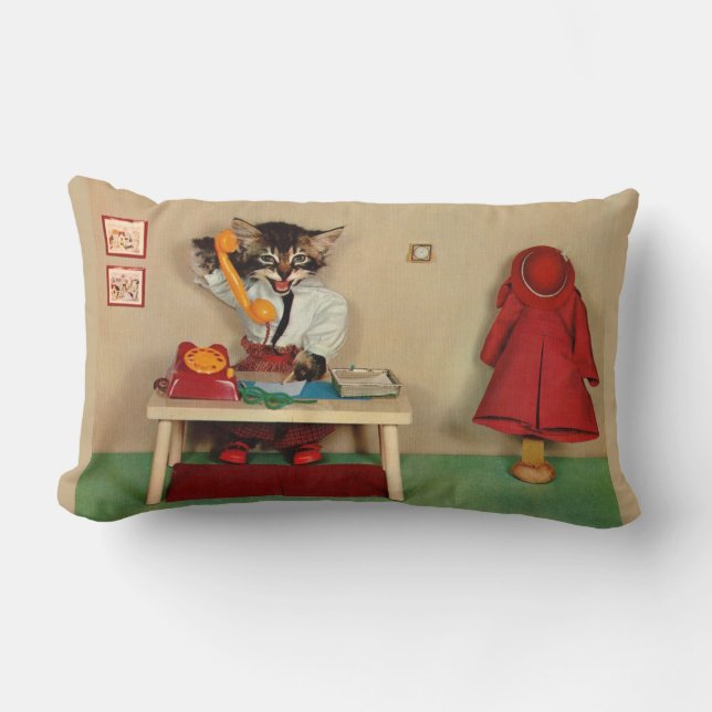 tabby kitten secretary lumbar pillow (Front)