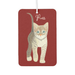 Tabby Kitten With Text Maroon Air Freshener