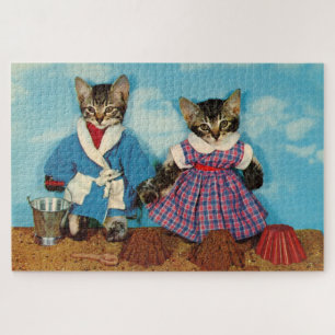 tabby kittens on the beach jigsaw puzzle