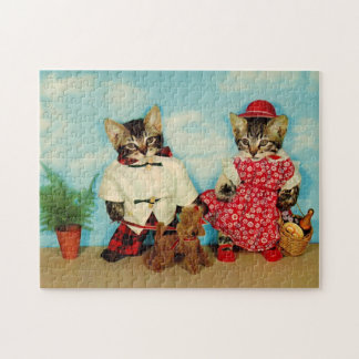 tabby kittens picnic jigsaw puzzle