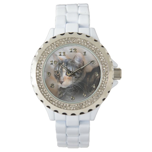 Tabby Kitty Cat Portrait Watch (Front)
