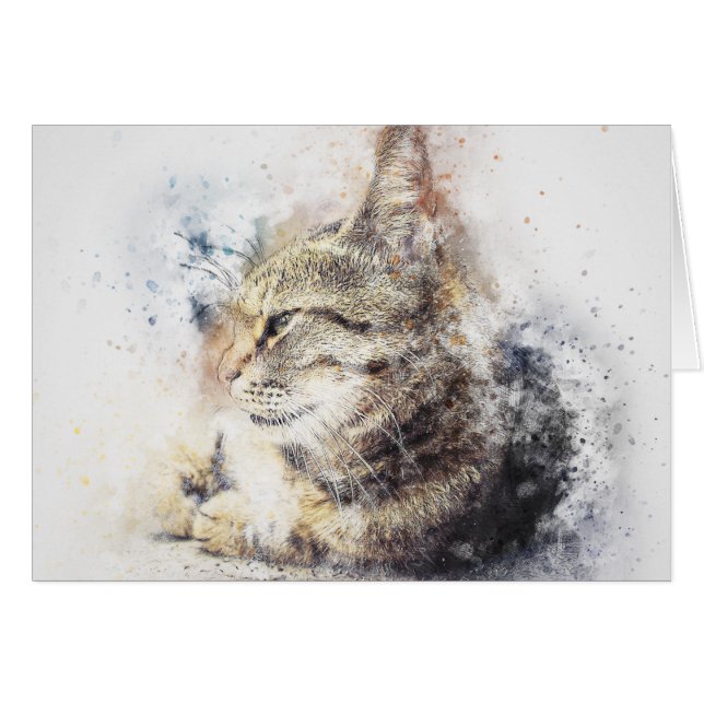 Tabby Love | ABSTRAIT | Aquarelle (Devant horizontal)