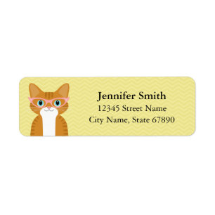 Tabby Orange and White Cat Return Address Label