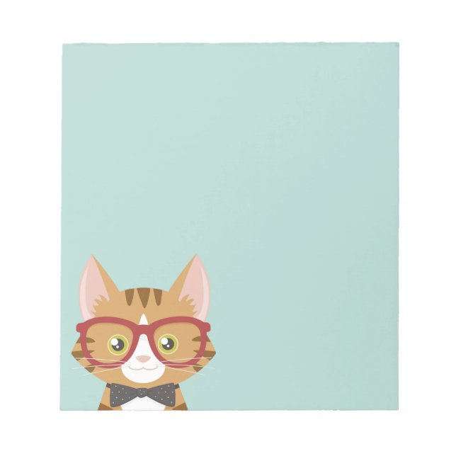Tabby Orange Hipster Cat Kids Petit Bloc-notes (Devant)