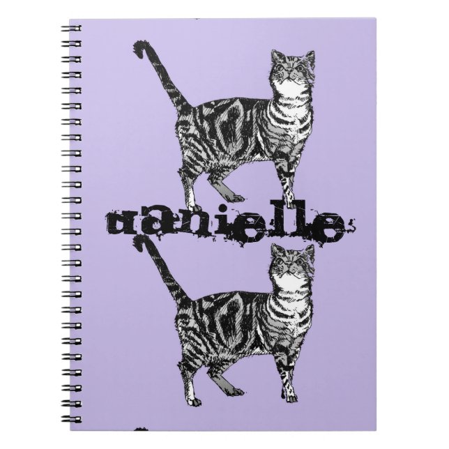 Tabby rayé Chat mignon Filles nom Carnet (Devant)