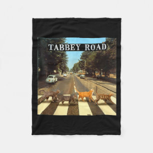 Tabby Road Cool Tabby Cats Crossing  Fleece Blanket