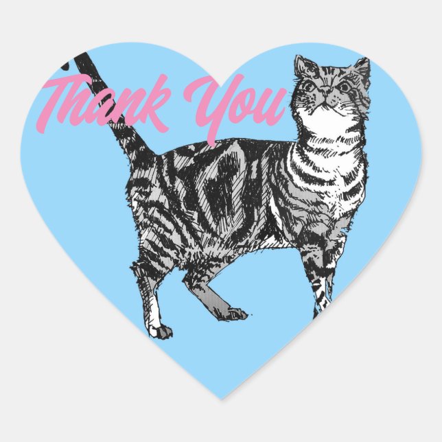 Tabby Stickers Chat Cute chats Merci bleu (Devant)