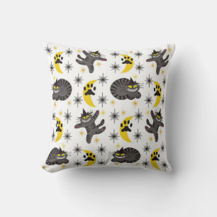 Tabby The Black Cat Witch Throw Pillow