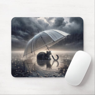 Tabby Under Umbrella Mouse Pad