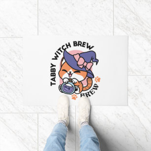 Tabby Witch Brew – Cute Halloween Cat Design Doormat