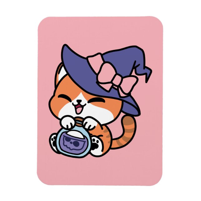 Tabby Witch Brew – Cute Halloween Cat Design Magnet (Vertical)