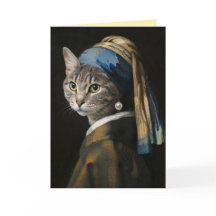 Tabby with a Pearl Earring Greeting Card