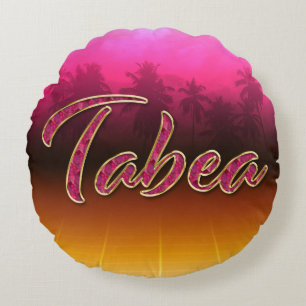 Tabea Vorname Name golden pink Kissen Round Pillow