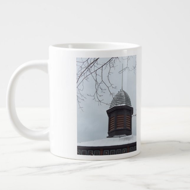 Tabernacle Cross in Snow - Martha's Vineyard Large Coffee Mug (Left)