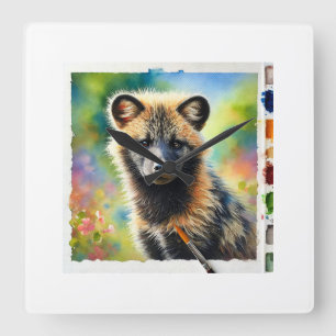 Tabernero Bush Dog 020924AREF129 - Watercolor Square Wall Clock