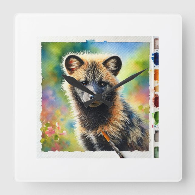Tabernero Bush Dog 020924AREF129 - Watercolor Square Wall Clock (Front)