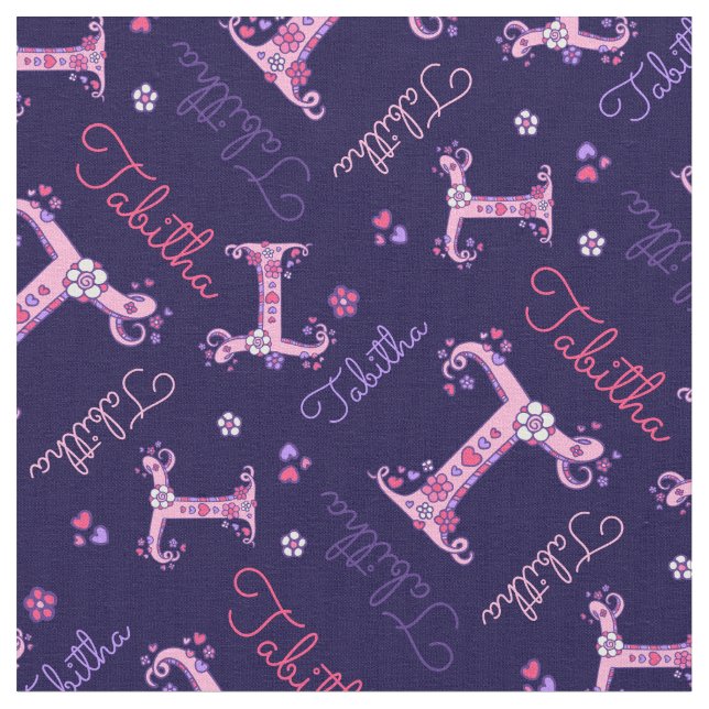 Tabitha lettre T monogramme tissu de fleurs cardia (Fermer)