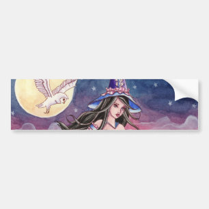 Tabitha - Witch and Owl Bumper Sticker