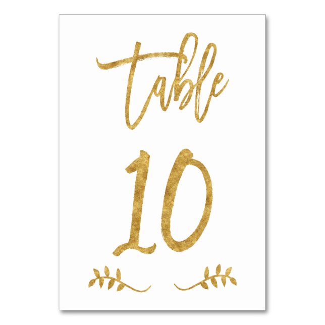 Table 10 | Elegant Gold Handwriting Brushed Laurel Table Number (Front)