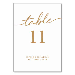 Table 11 Gold Calligraphy Personalized Wedding Number